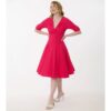 Unique Vintage Hot Pink Delores Swing Dress-M | Unique Vintage