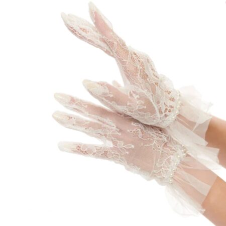 Unique Vintage Kanten Handschoenen Tulle Parels Wit | Fiftiesstore