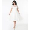 Unique Vintage Nico Lace Bridal Swing Dress White-S | 32% korting | Unique Vintage