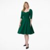 Unique Vintage Pleated Bust Swing Dress Emerald Green-XXXXL | Fiftiesstore