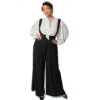 Unique Vintage Rochelle Suspenders Wide Leg Pants Black-XL | Unique Vintage