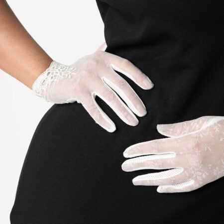 Unique Vintage White Mesh Embroidered Lace Wrist Handschoenen | Unique Vintage