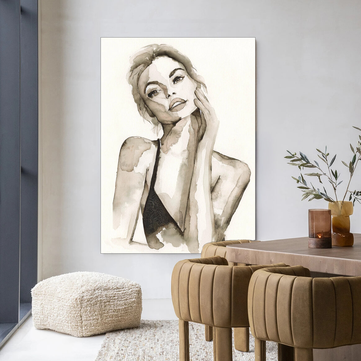 Urban Cotton Wandkleed 'A Woman's Face' 110 x 145cm in Frame - black | Urban Cotton
