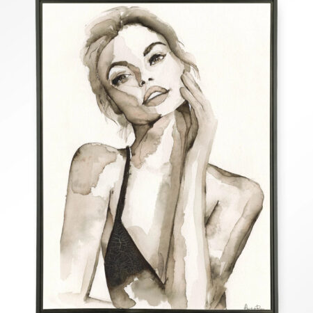 Urban Cotton Wandkleed 'A Woman's Face' 145 x 190cm in Floating Frame - black | Urban Cotton