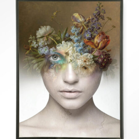 Urban Cotton Wandkleed 'Bloom' 110 x 145cm in Floating Frame - black | Urban Cotton