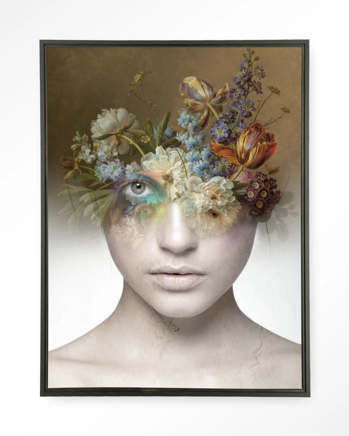 Urban Cotton Wandkleed 'Bloom' 145 x 190cm in Floating Frame - black | Urban Cotton