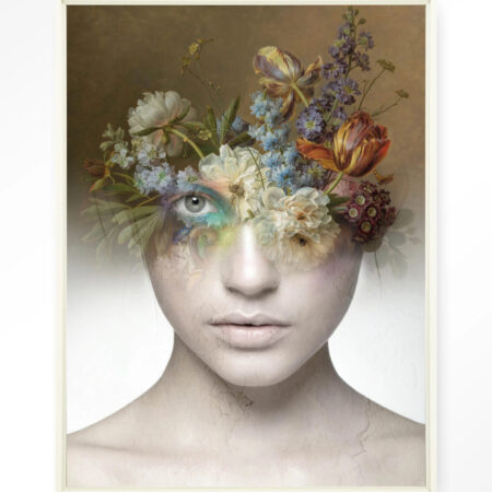 Urban Cotton Wandkleed 'Bloom' 80 x 110cm in Floating Frame - off white | Urban Cotton