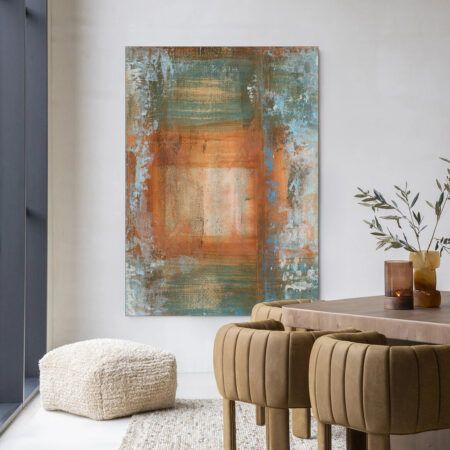 Urban Cotton Wandkleed 'Blue Ocker Abstract 1' 80 x 110cm in Frame - black | Urban Cotton
