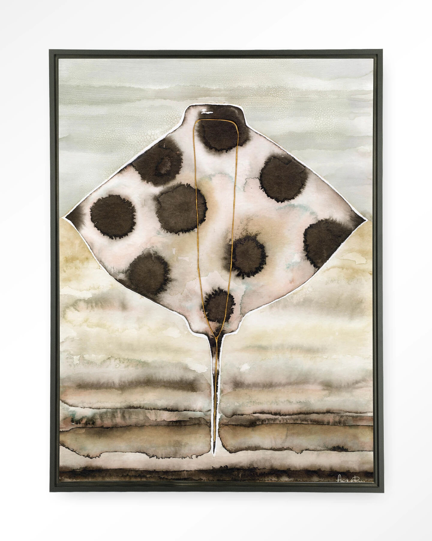 Urban Cotton Wandkleed 'Eagle Ray' 80 x 110cm in Floating Frame - black | Urban Cotton