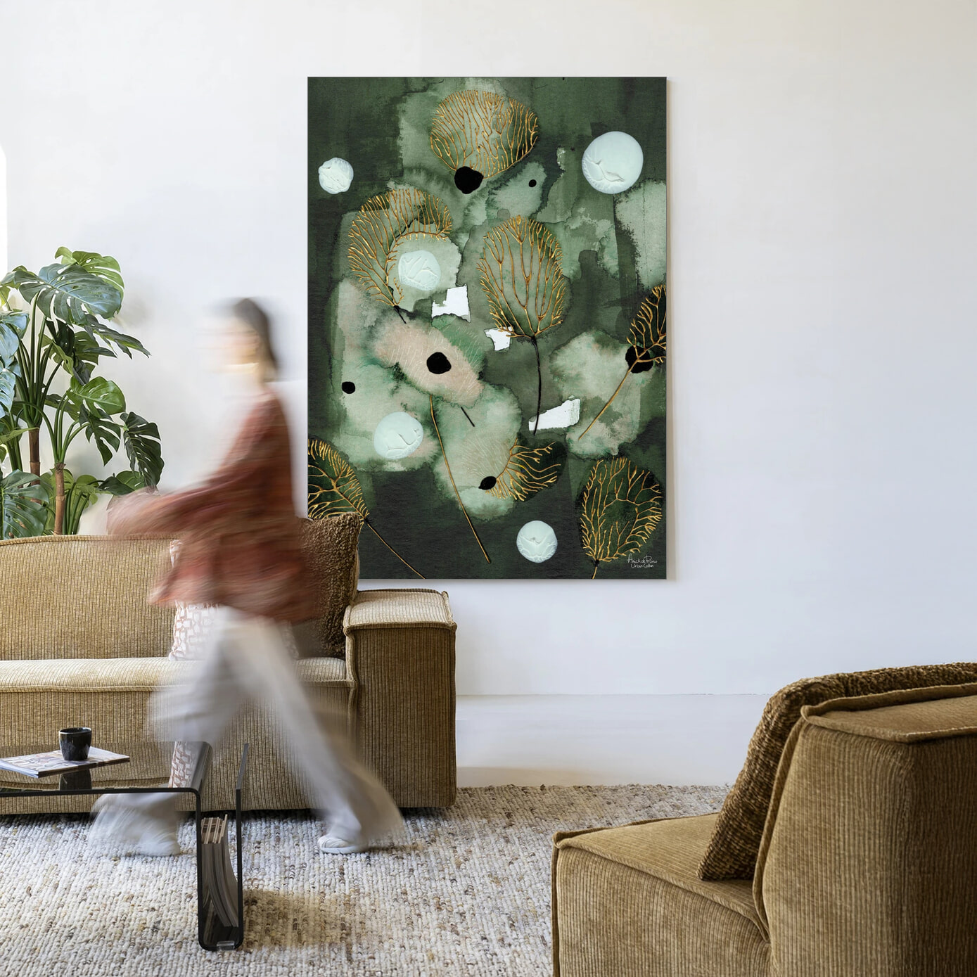 Urban Cotton Wandkleed 'Forest Flower' 110 x 145cm in Frame - black | Urban Cotton