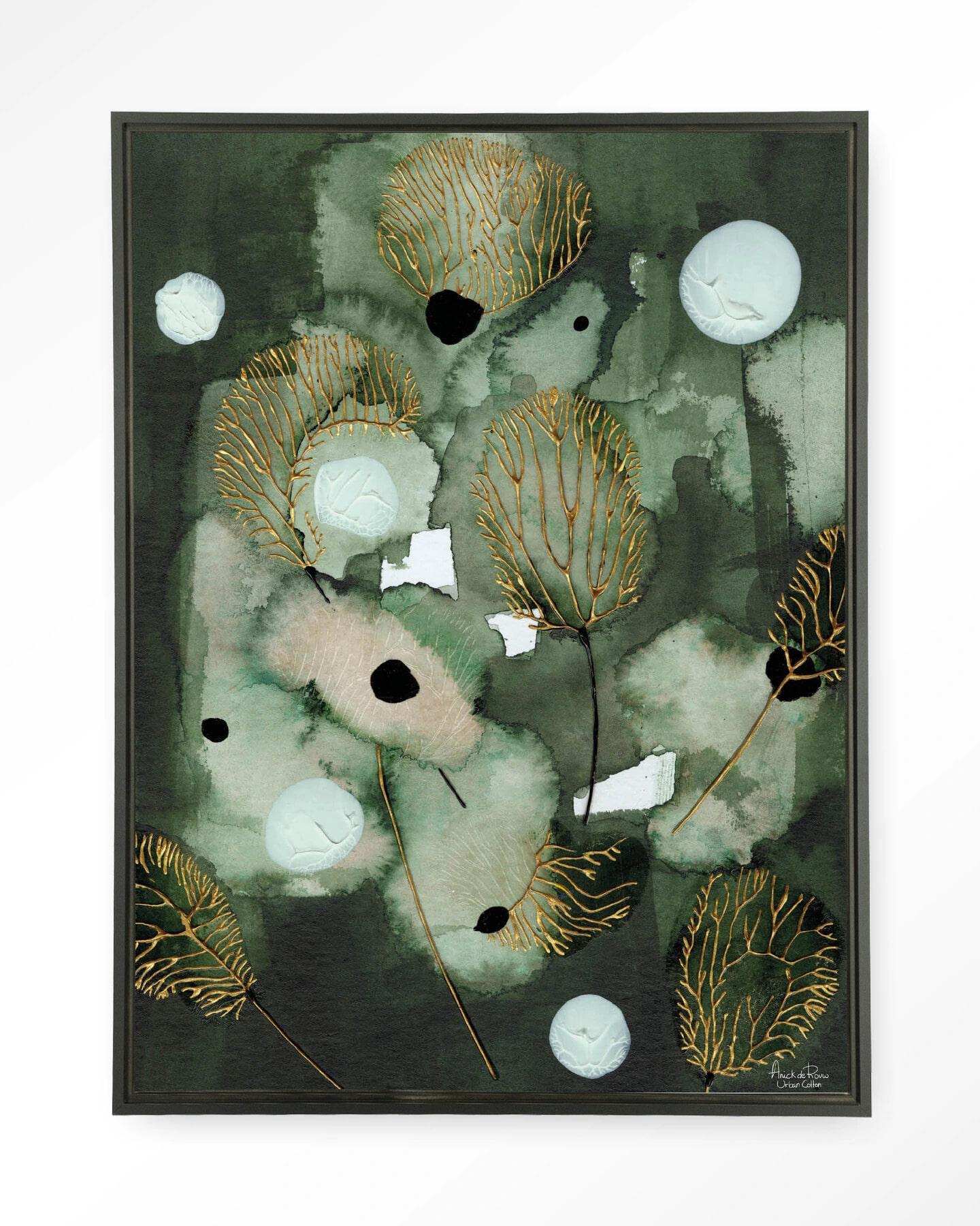 Urban Cotton Wandkleed 'Forest Flower' 145 x 190cm in Floating Frame - black | Urban Cotton