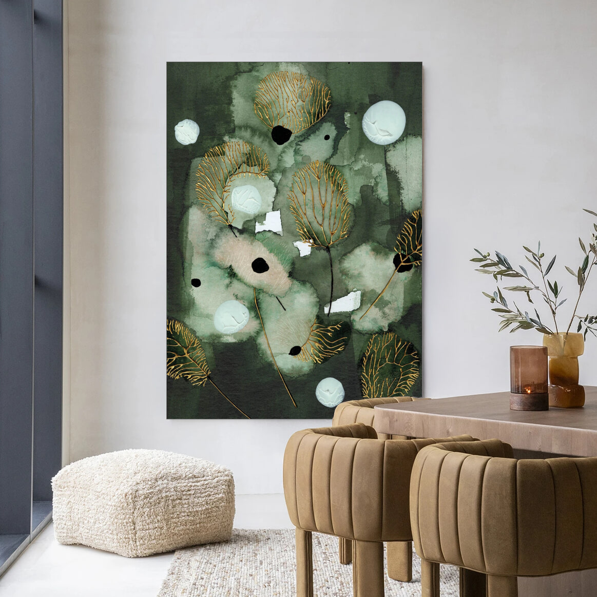Urban Cotton Wandkleed 'Forest Flower' 80 x 110cm in Frame - black | Urban Cotton