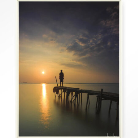 Urban Cotton Wandkleed 'Good Morning Cirebon' 80 x 110cm in Floating Frame - off white | Urban Cotton