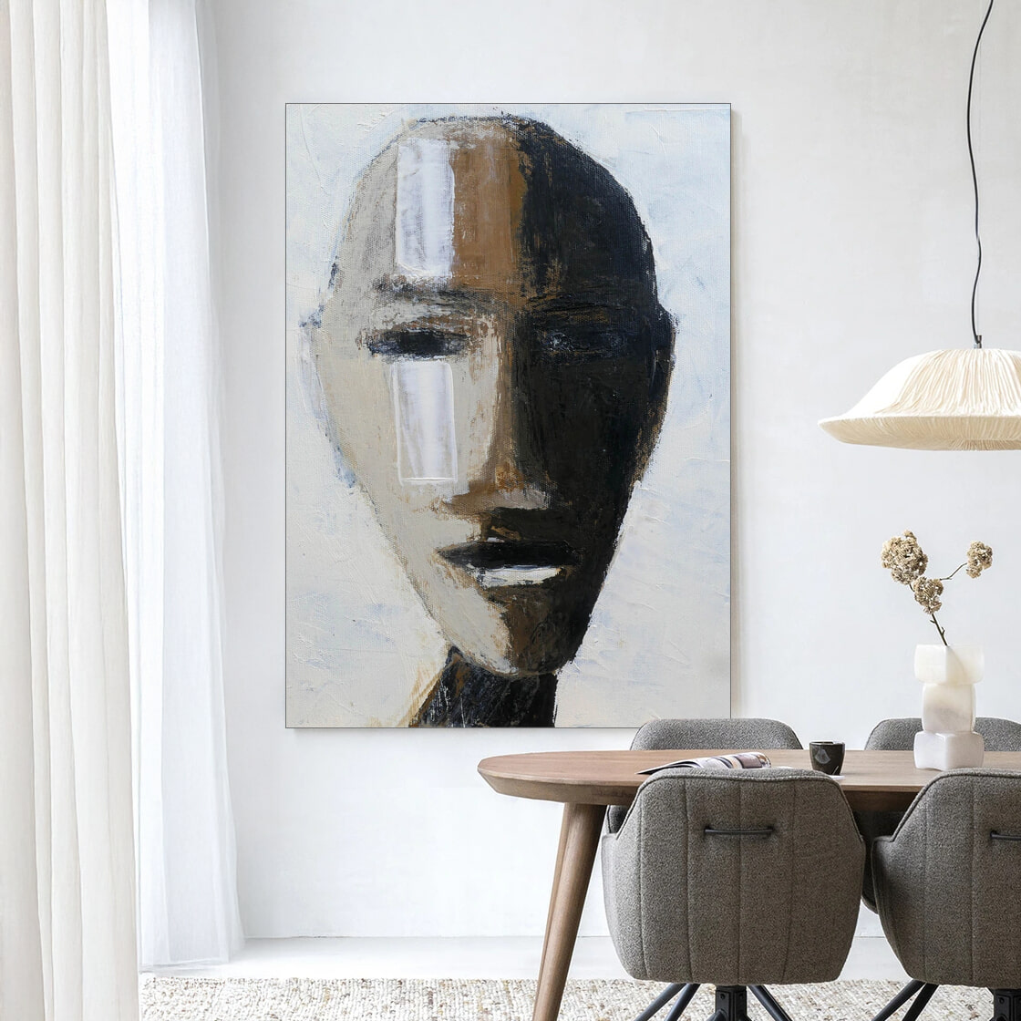 Urban Cotton Wandkleed 'Head 2' 80 x 110cm in Frame - black | Urban Cotton
