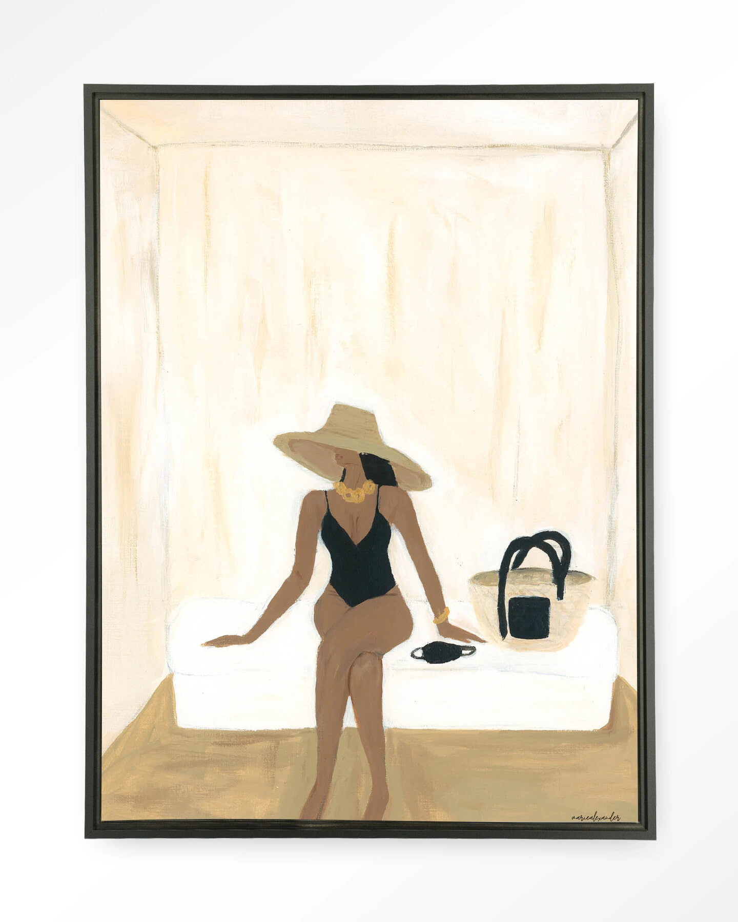 Urban Cotton Wandkleed 'Luxuriate Regardless' 80 x 110cm in Floating Frame - black | Urban Cotton