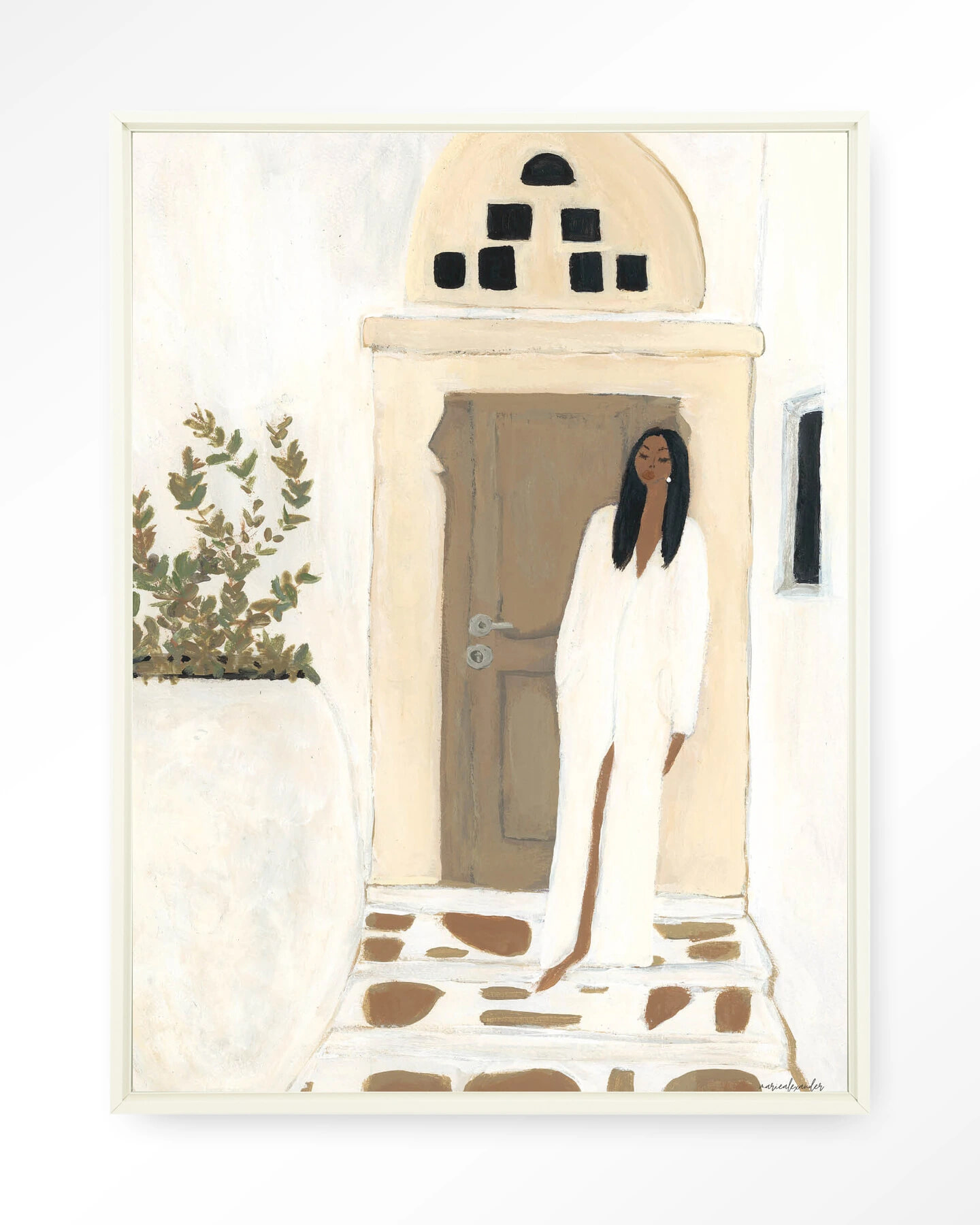 Urban Cotton Wandkleed 'Mediterranean Dream' 110 x 145cm in Floating Frame - off white | Urban Cotton