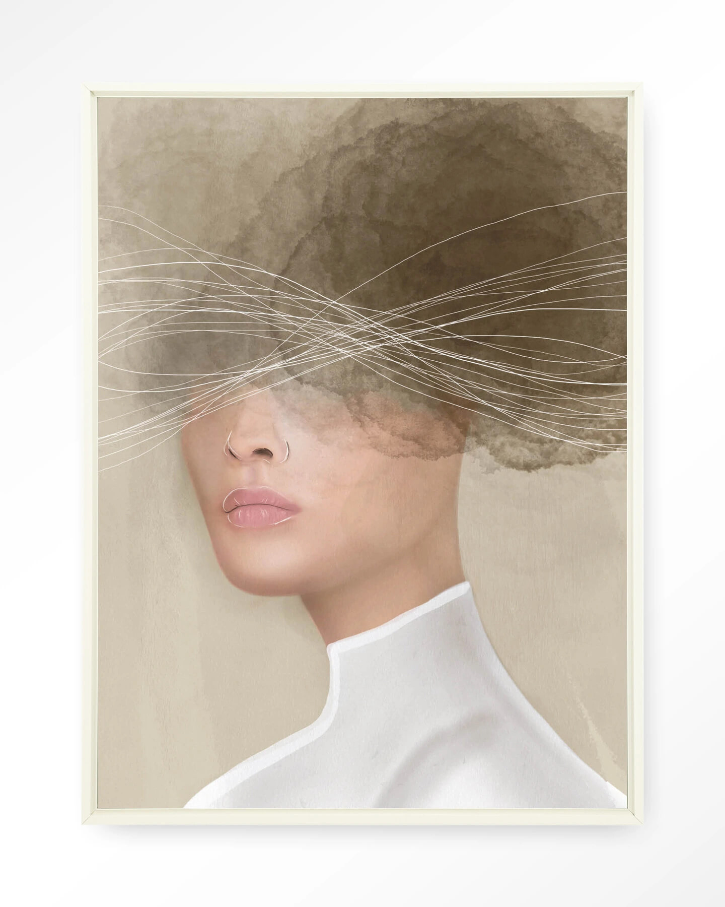 Urban Cotton Wandkleed 'Mood Cloud' 110 x 145cm in Floating Frame - off white | Urban Cotton