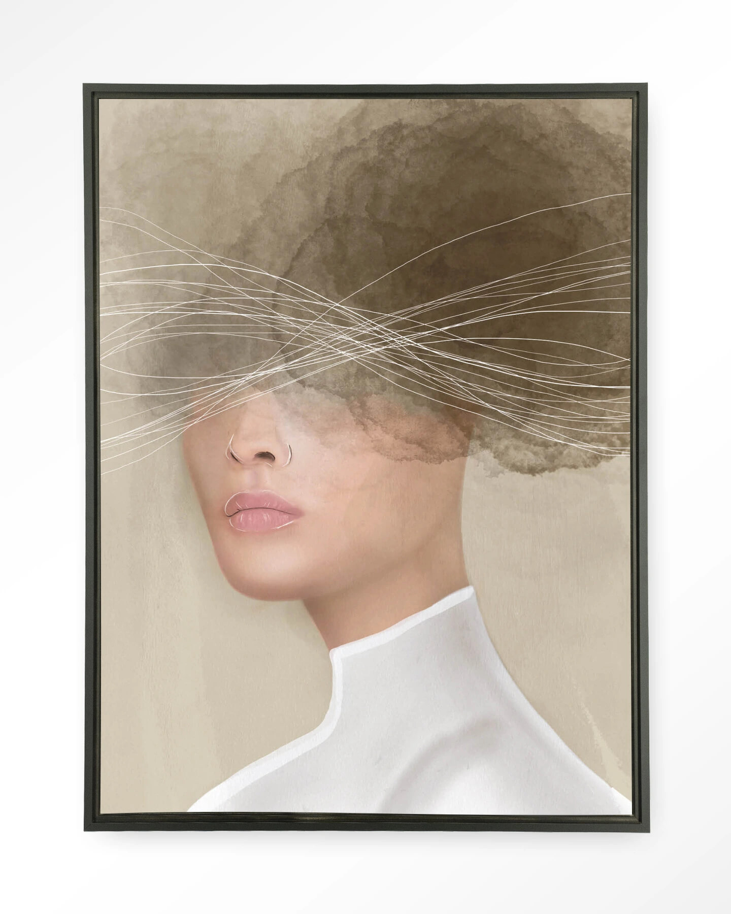 Urban Cotton Wandkleed 'Mood Cloud' 145 x 190cm in Floating Frame - black | Urban Cotton