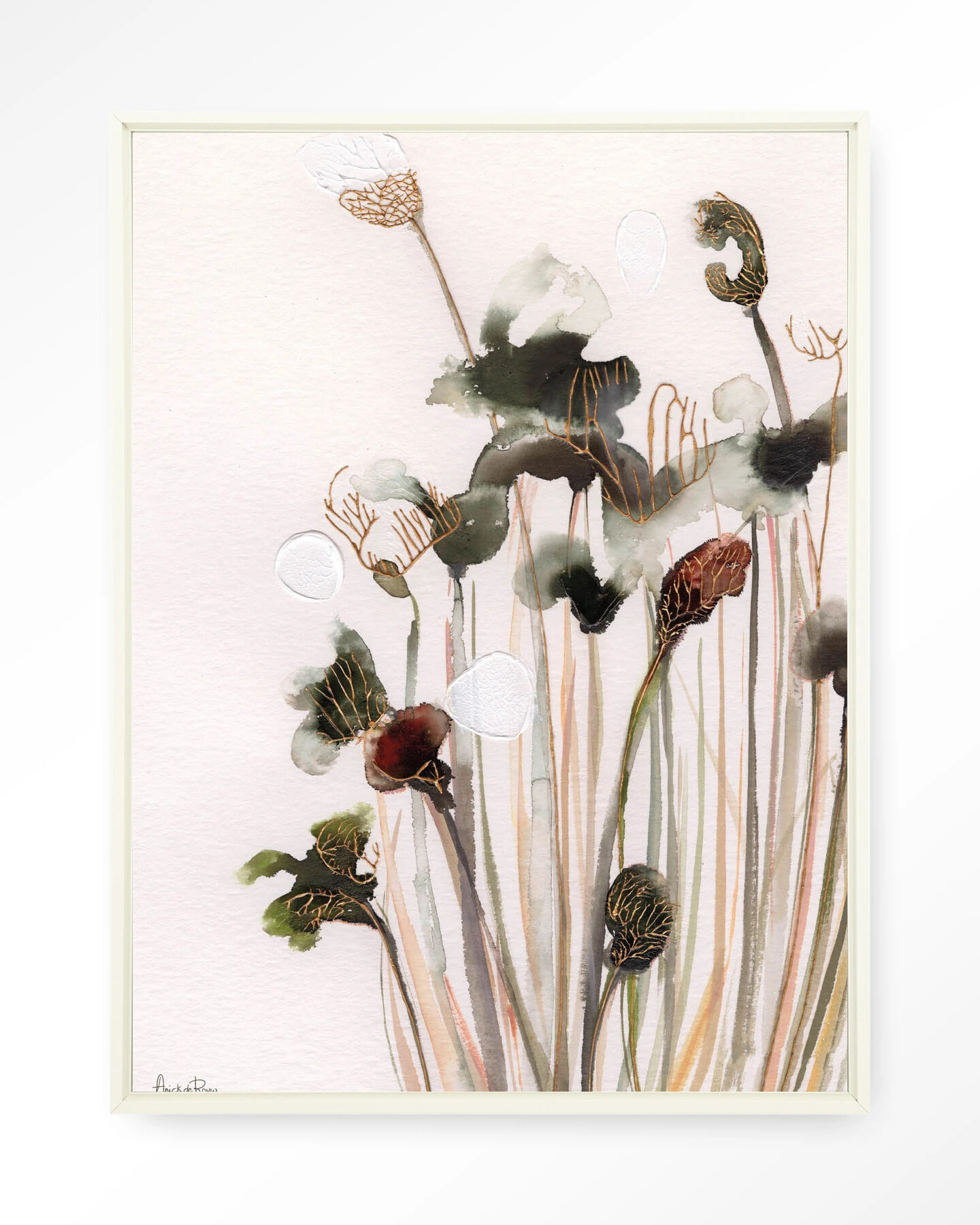Urban Cotton Wandkleed 'Pastel Flowers 2' 145 x 190cm in Floating Frame - off white | Urban Cotton