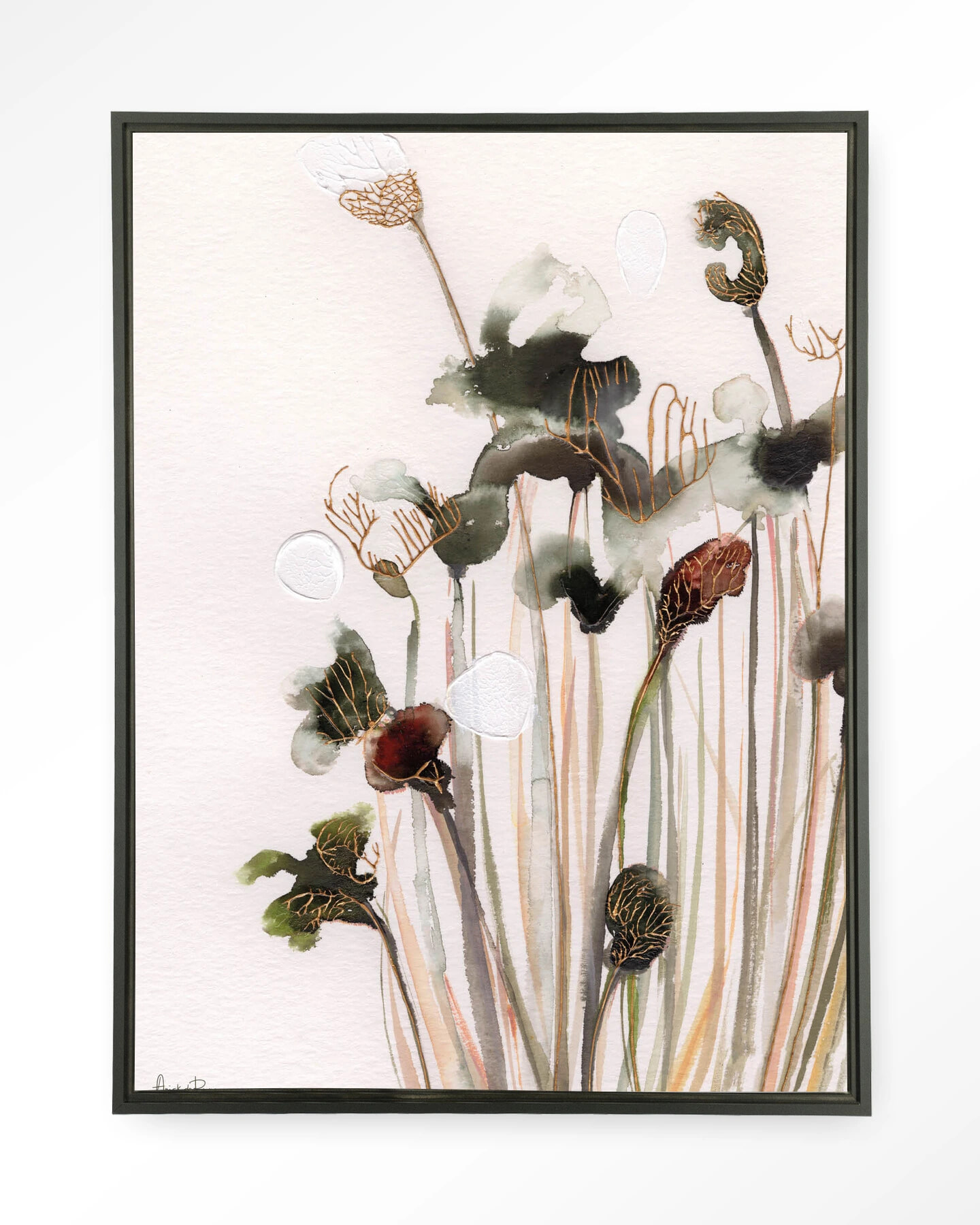 Urban Cotton Wandkleed 'Pastel Flowers 2' 80 x 110cm in Floating Frame - black | Urban Cotton