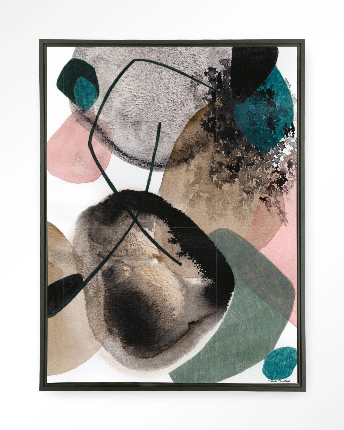Urban Cotton Wandkleed 'Splash' 110 x 145cm in Floating Frame - black | Urban Cotton