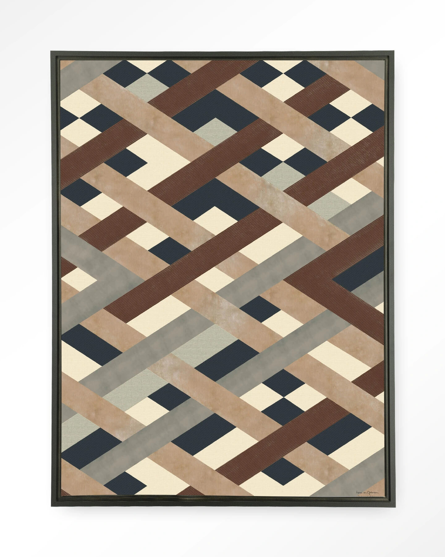 Urban Cotton Wandkleed 'Timber' 80 x 110cm in Floating Frame - black | Urban Cotton