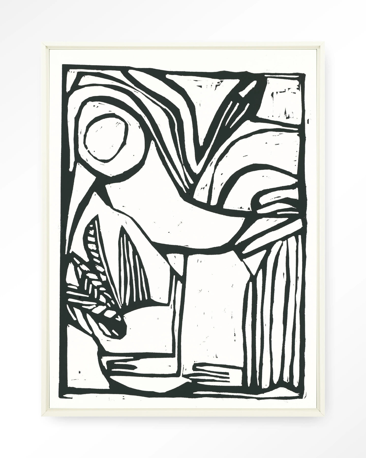 Urban Cotton Wandkleed 'Vogel' 80 x 110cm in Floating Frame - off white | Urban Cotton