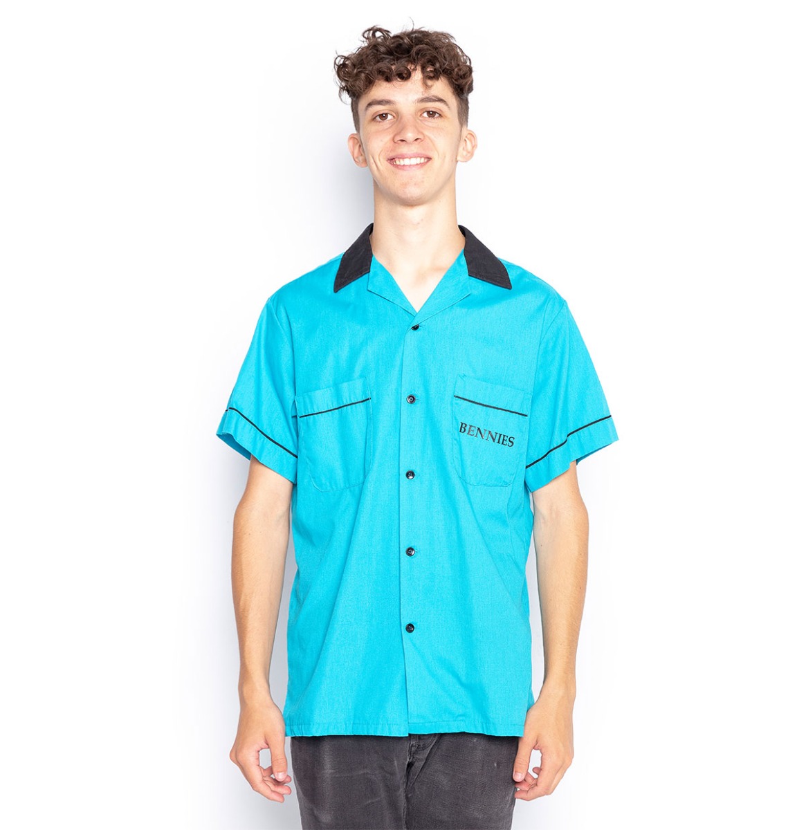 Used Bowling Shirt Bennies Fifties Blue-L | Fiftiesstore