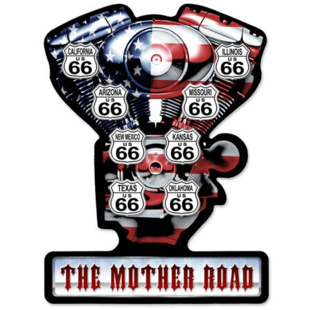 V-Twin Route 66 The Mother Road Zwaar Metalen Bord | Route 66