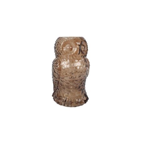 Vaas Uil licht bruin glas 16x16x20cm | Merkloos