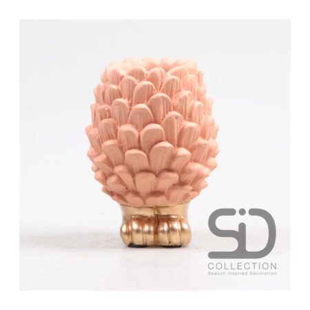 Vaas dennenappel op voet 12cm beigerood | Season Inspired Decoration