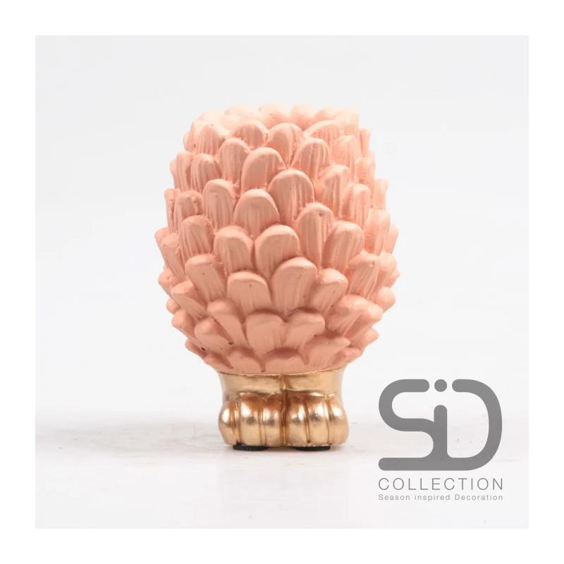 Vaas dennenappel op voet 12cm beigerood | Season Inspired Decoration