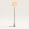 Valira - Staande lamp Messing met Linnen kap 160 cm - Woonkamer lamp - E27 fitting - Met voetschakelaar - Organisch design | LUSENZ