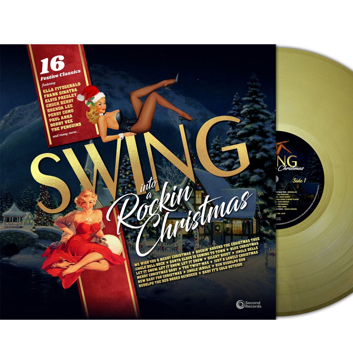 Various Artists - Swing Into A Rockin Christmas (Goud Gekleurd Vinyl) (LP) | Fiftiesstore