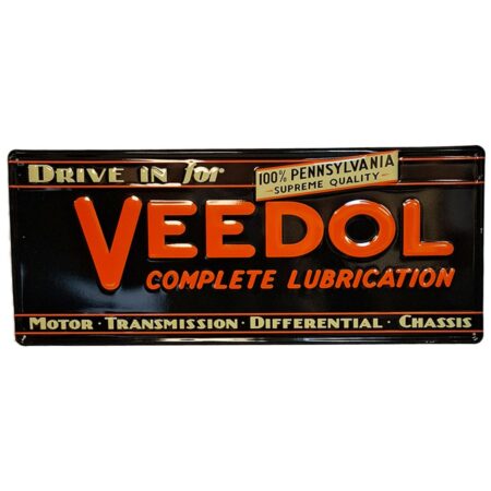 Veedol Lubrication Stalen Bord Met Relief - 59 x 25cm | Fiftiesstore