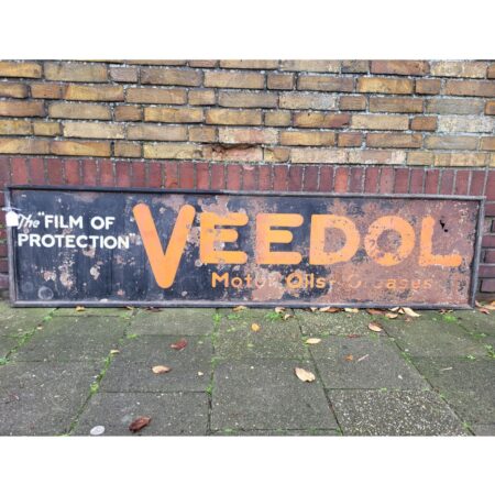 Veedol Motor Oil & Greases Metalen Straatbord - Origineel - Met Houten Frame - 183 x 46 cm | The Dutch Pickers