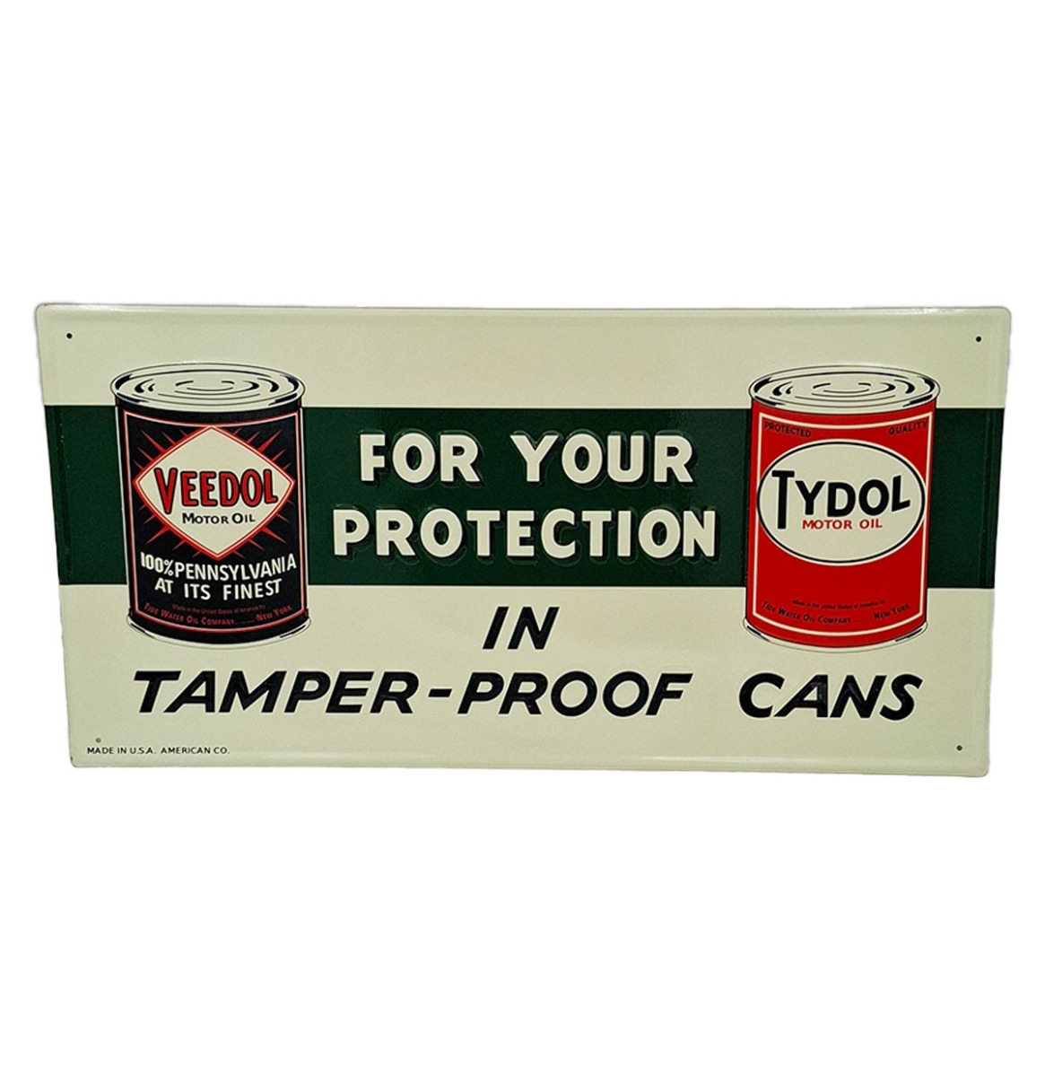 Veedol Tydol Cans Stalen Bord met Relief - 60 x 30cm | Fiftiesstore