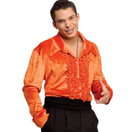 Velvet Ruffles Shirt Orange-M | 44% korting | Bennies Fifties