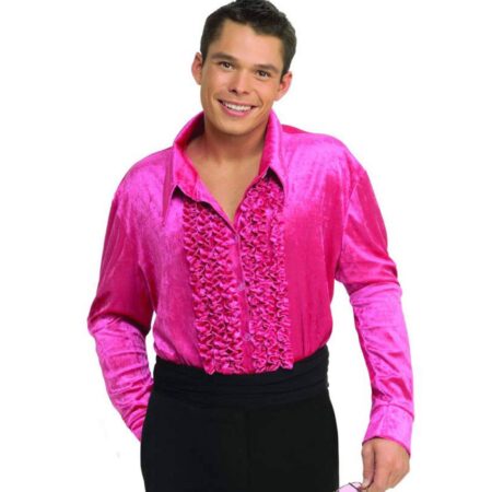 Velvet Ruffles Shirt Pink-M | 39% korting | Bennies Fifties