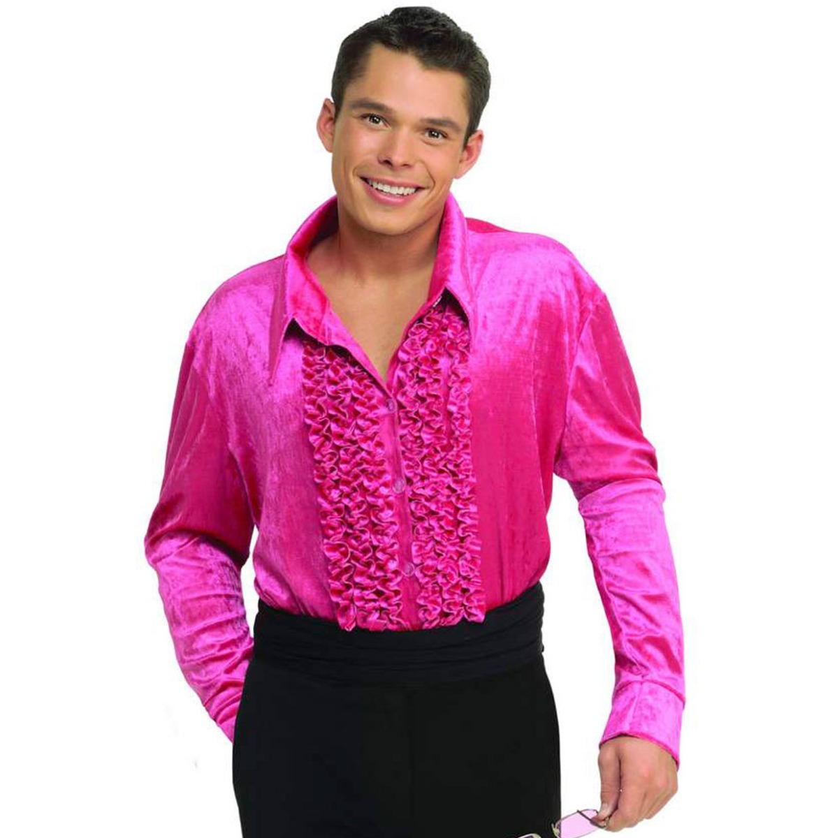 Velvet Ruffles Shirt Pink-M | 39% korting | Bennies Fifties
