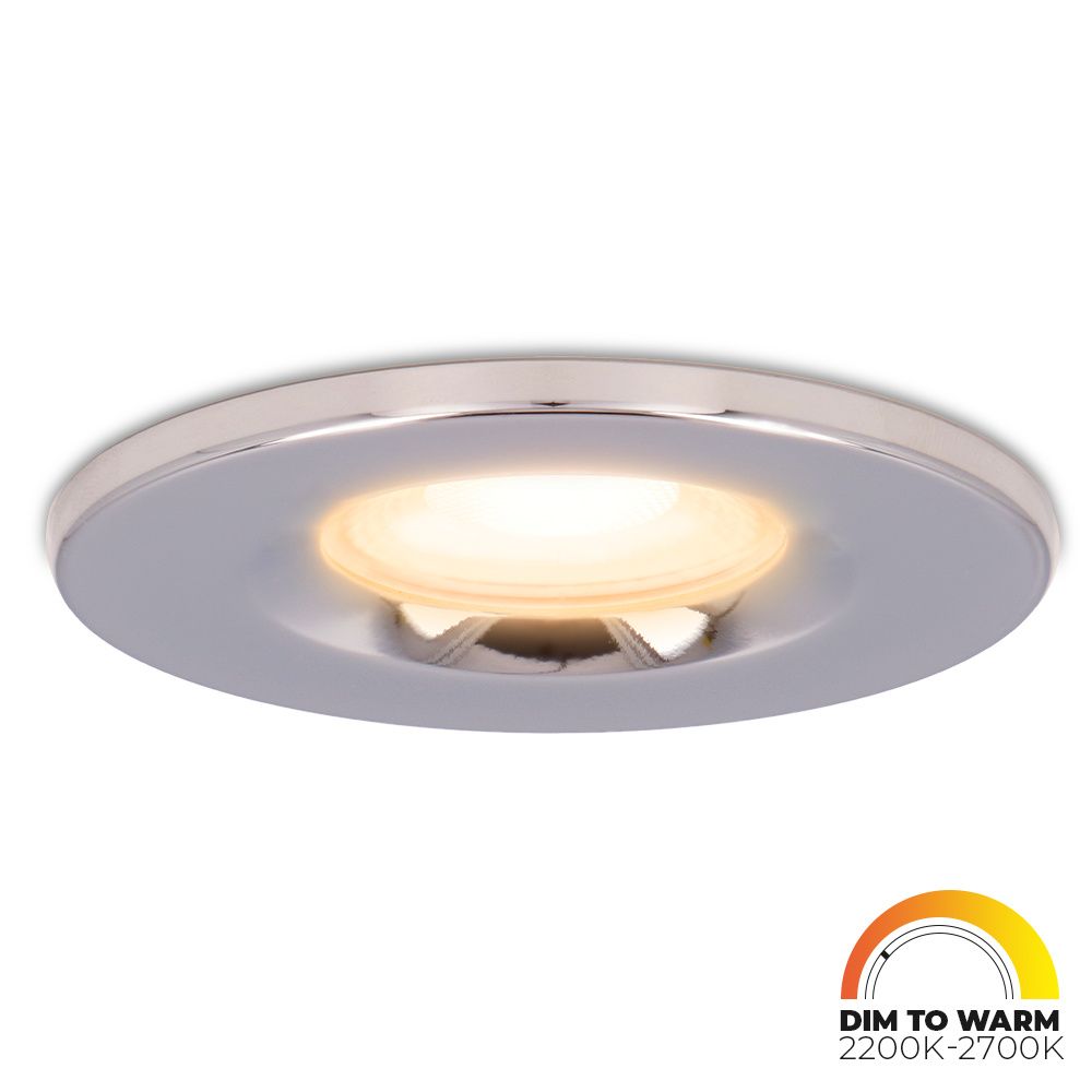 Venezia LED inbouwspot - 6 Watt 460lm - Dim to warm - Rond - Dimbaar - IP65 waterdicht - Chrome - Voor binnen