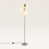 Verano - Staande lamp Goud 150 cm - 3 bollen - Modern design - Woonkamer lamp - Opaalglas - Terrazzo voet - E14 fitting - Met voetschakelaar | LUSENZ