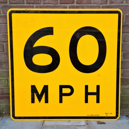 Verkeersbord 60 MPH - Origineel - 76 x76cm | The Dutch Pickers
