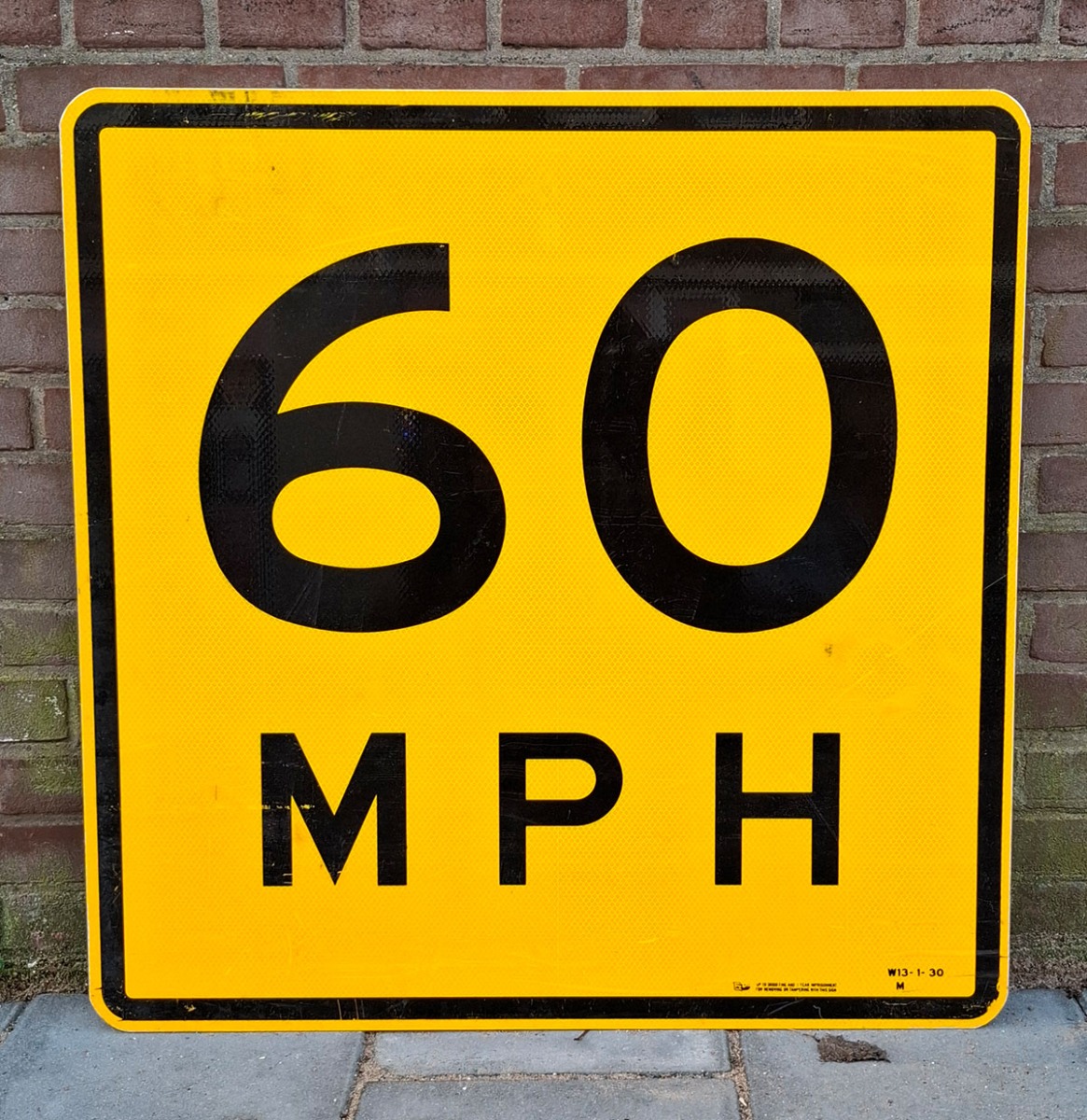 Verkeersbord 60 MPH - Origineel - 76 x76cm | The Dutch Pickers
