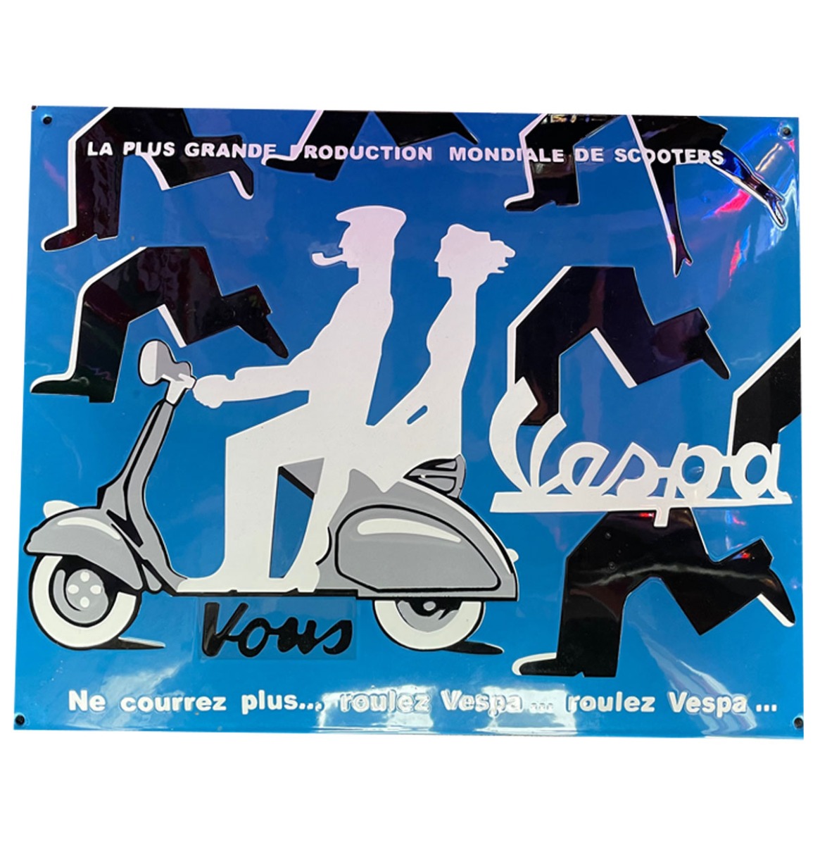 Vespa Blauw Emaille Bord - 40 x 50 cm | Vespa