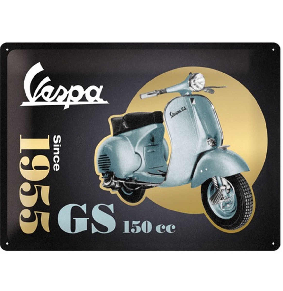 Vespa GS 150 Since 1955 Metalen Bord - Exclusieve Metallic Editie - 30 x 40 cm | Vespa