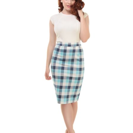 Victoria Skirt Blue Check-XXL | 53% korting | Collectif