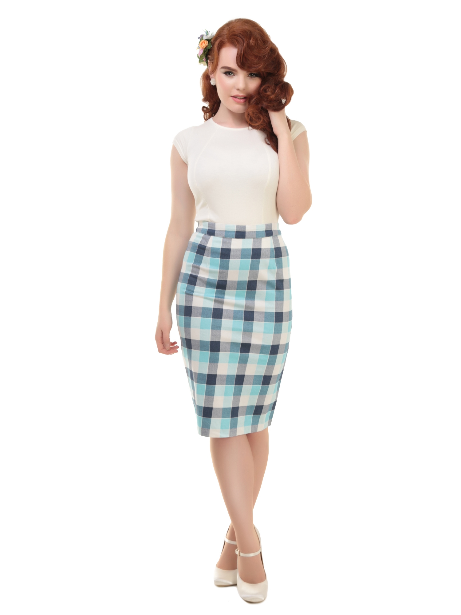 Victoria Skirt Blue Check-XXL | 53% korting | Collectif