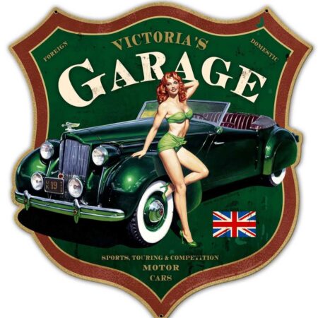 Victoria's Garage Zwaar Metalen Bord 66 x 70 cm | Fiftiesstore