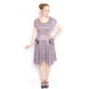 Vintage 1950s Jurk Streepjes Zwart / Roze - XL | Fiftiesstore